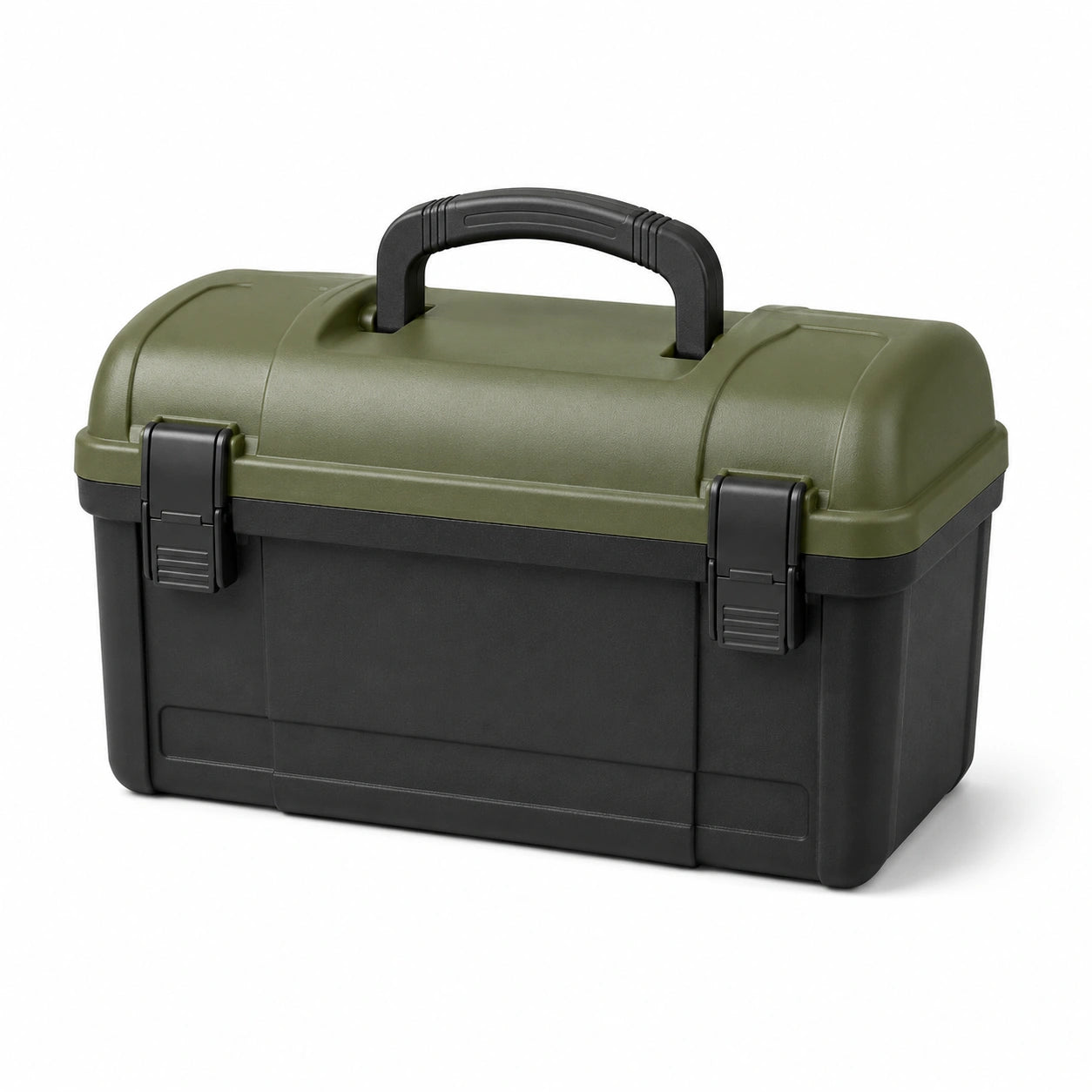 Caja de herramientas de plástico verde y negro de 40 cm