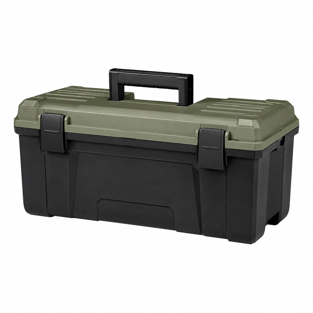 Caja de herramientas de plástico negro y verde oliva 40x20x18 cm