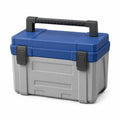 Caja de herramientas de plástico PP gris y azul con asa plegable