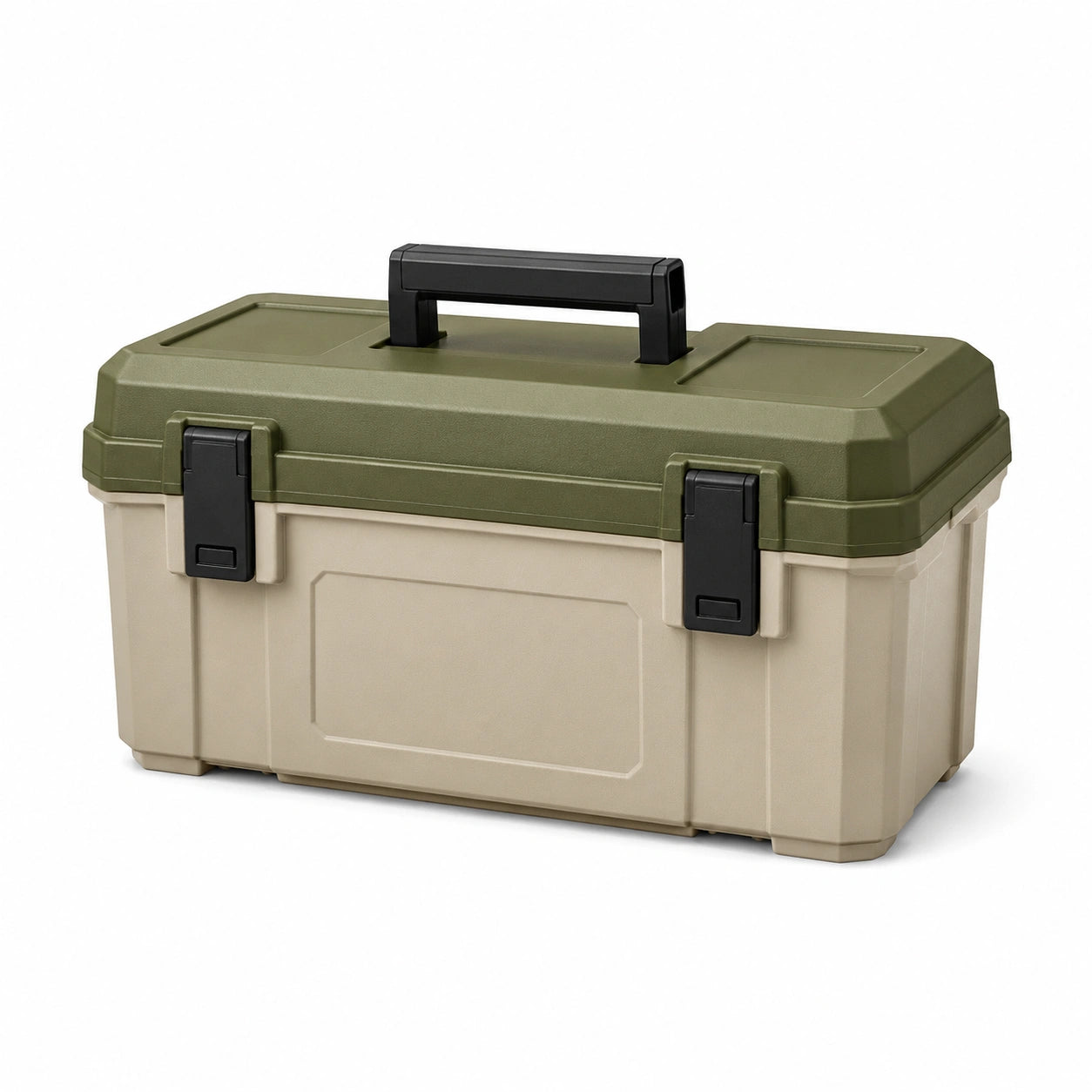 Caja de Herramientas de Plástico con Asa Verde y Beige 40x20x18cm
