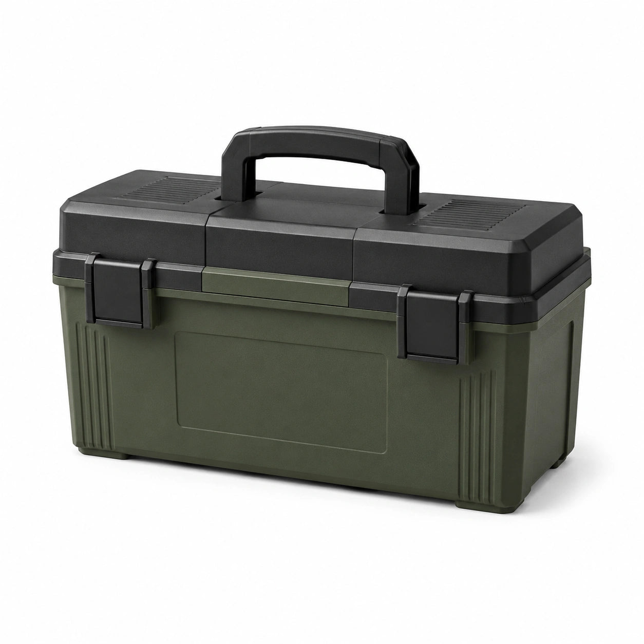 Caja de herramientas de plástico PP negro/verde con asa 40x20x25 cm