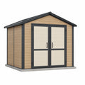 Caseta de jardín de plástico beige y madera con doble puerta 256x265x243 cm