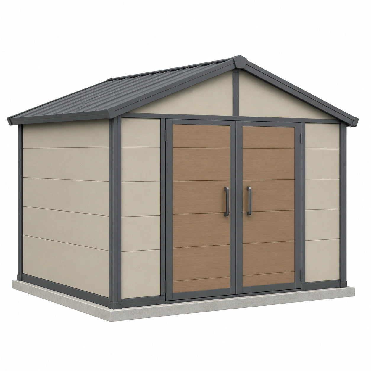 Cobertizo de Jardín de Acero Galvanizado y Resina Beige y Gris 200x250x210 cm