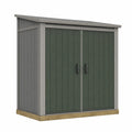 Cobertizo de almacenamiento de resina verde y gris con dos puertas 180x90x160 cm