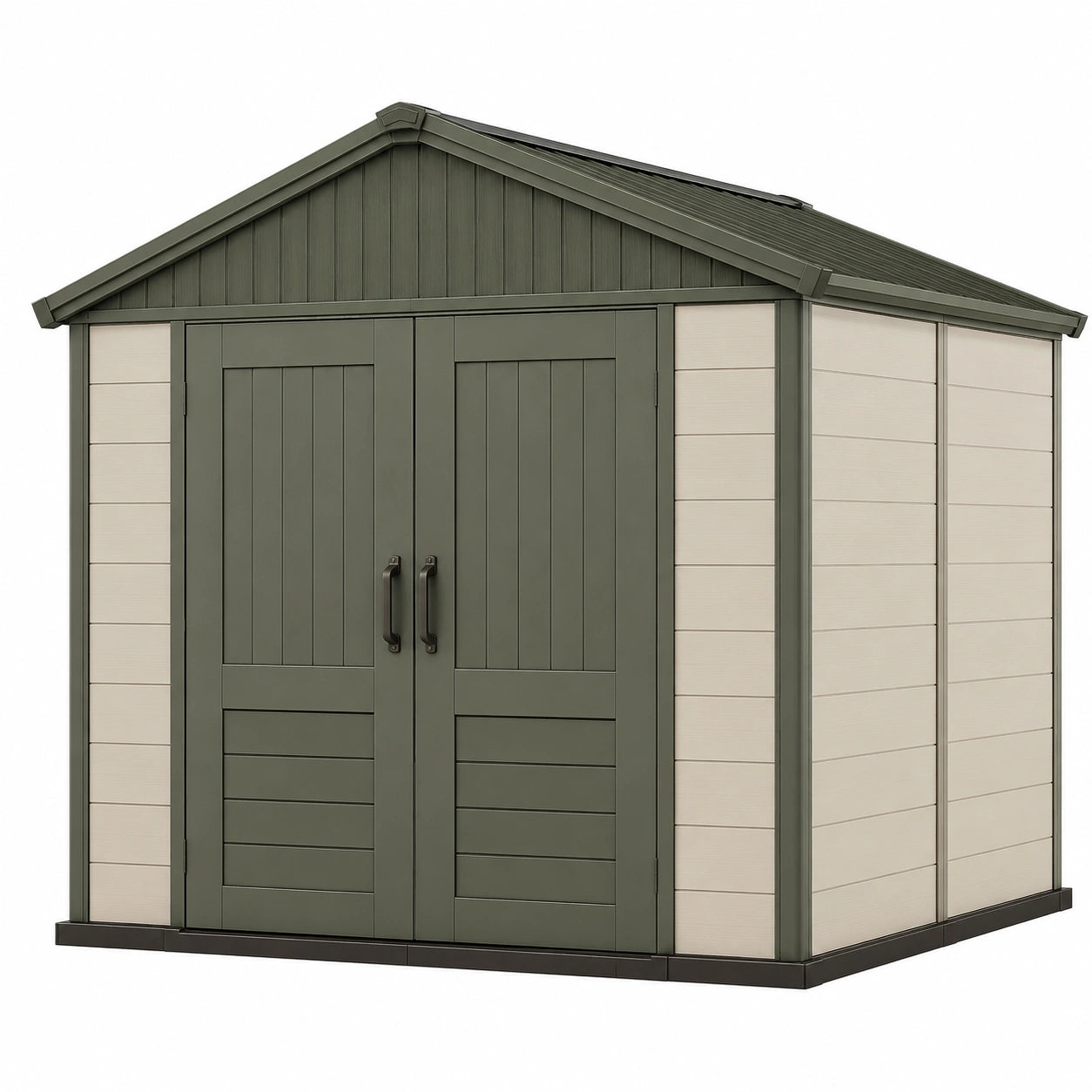 Cobertizo Exterior de Resina Verde/Beige 230x150x200 cm Doble Puerta