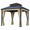 Pérgola de Metal con Cortinas de Tela 3x3x2.7m