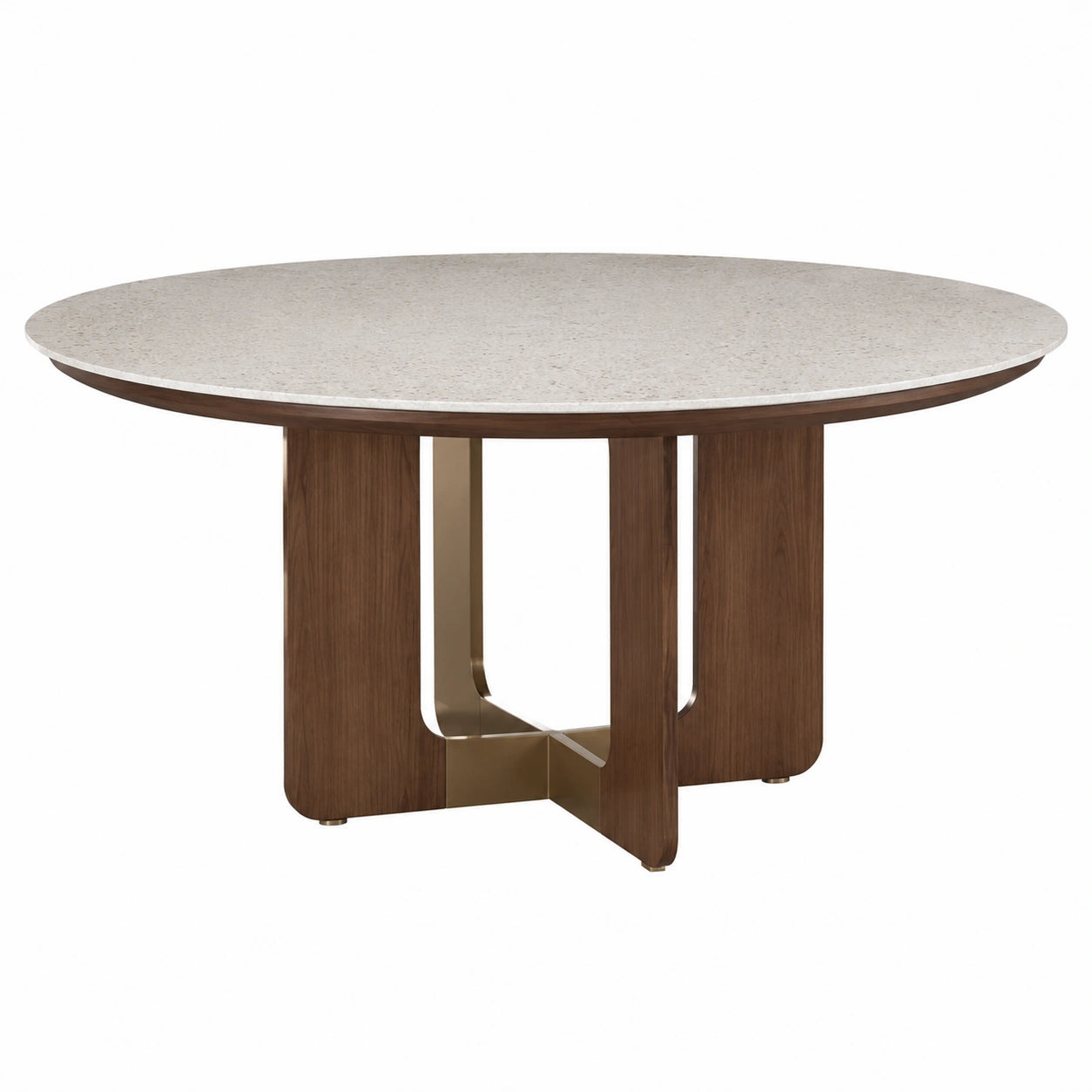 Mesa de comedor redonda de mármol y madera 120 cm