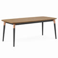 Mesa de comedor de madera y metal con acabado en cobre 180x90x75 cm