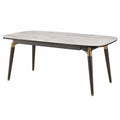 Mesa rectangular de mármol blanco con patas de acero, 160x90x75 cm