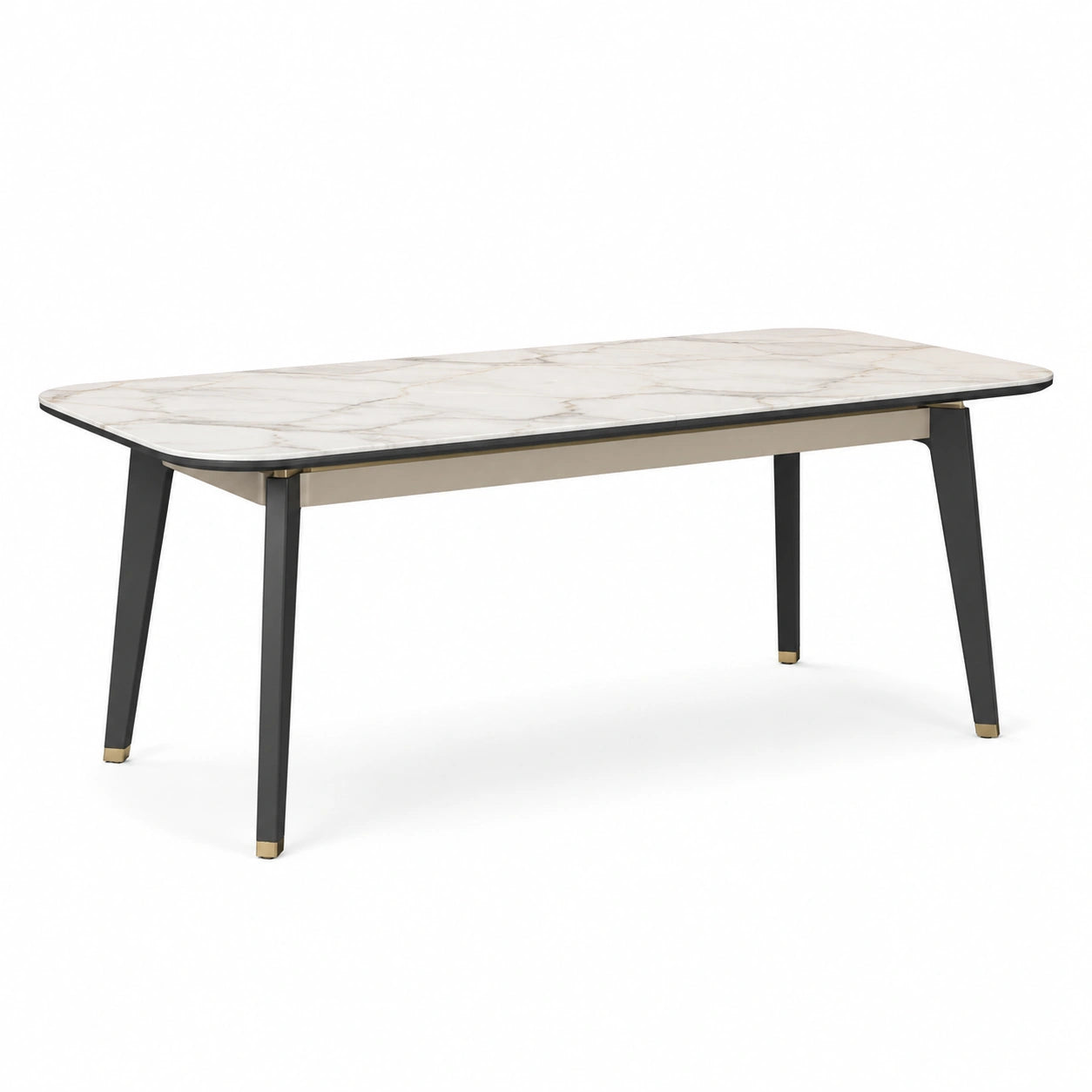 Mesa de comedor de mármol y acero negra 180x90x75 cm