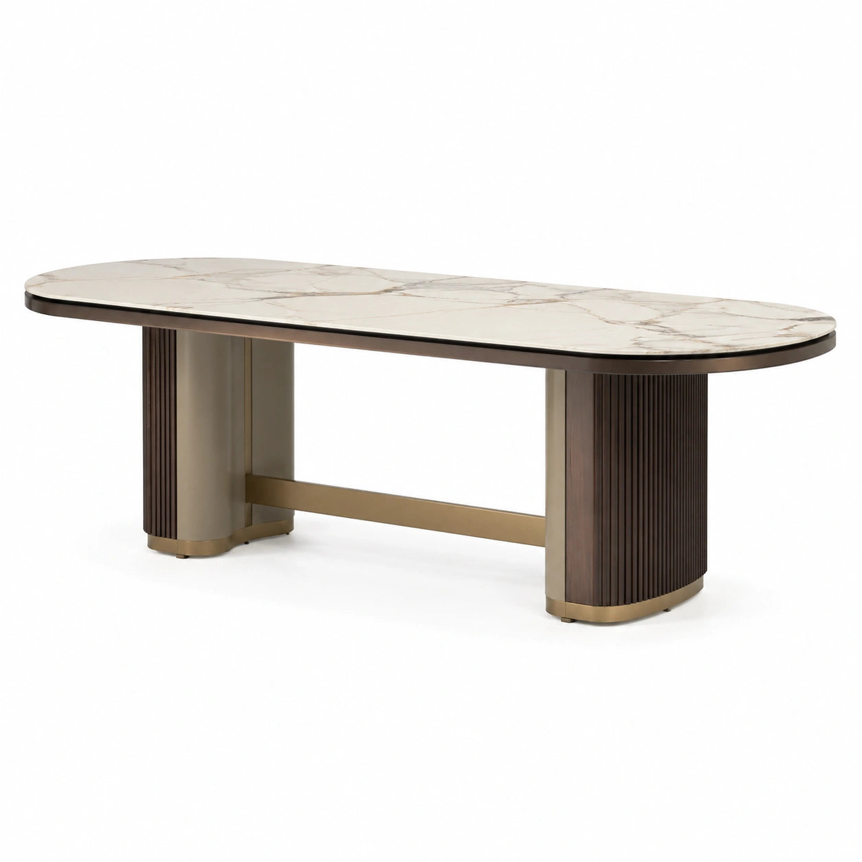 Mesa de comedor de mármol y acero inoxidable 200x100x75 cm