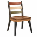 Silla de Madera Maciza con Respaldo de Listones Multicolor