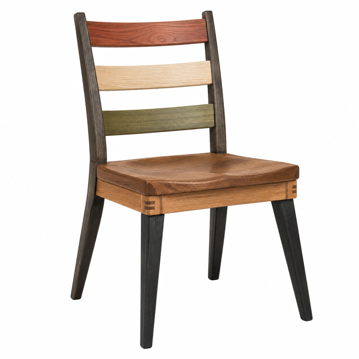 Silla de Madera Maciza con Respaldo de Listones Multicolor