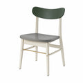 Silla de Madera con Respaldo Verde y Asiento Gris