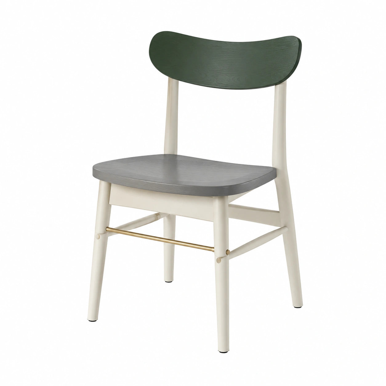 Silla de Madera con Respaldo Verde y Asiento Gris