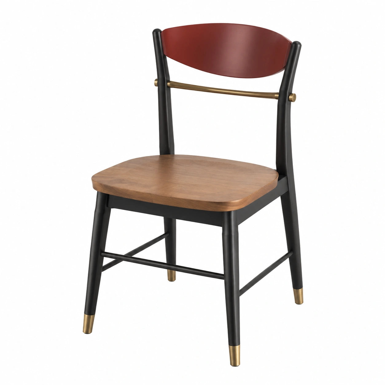 Silla de Metal y Madera con Respaldo Rojo