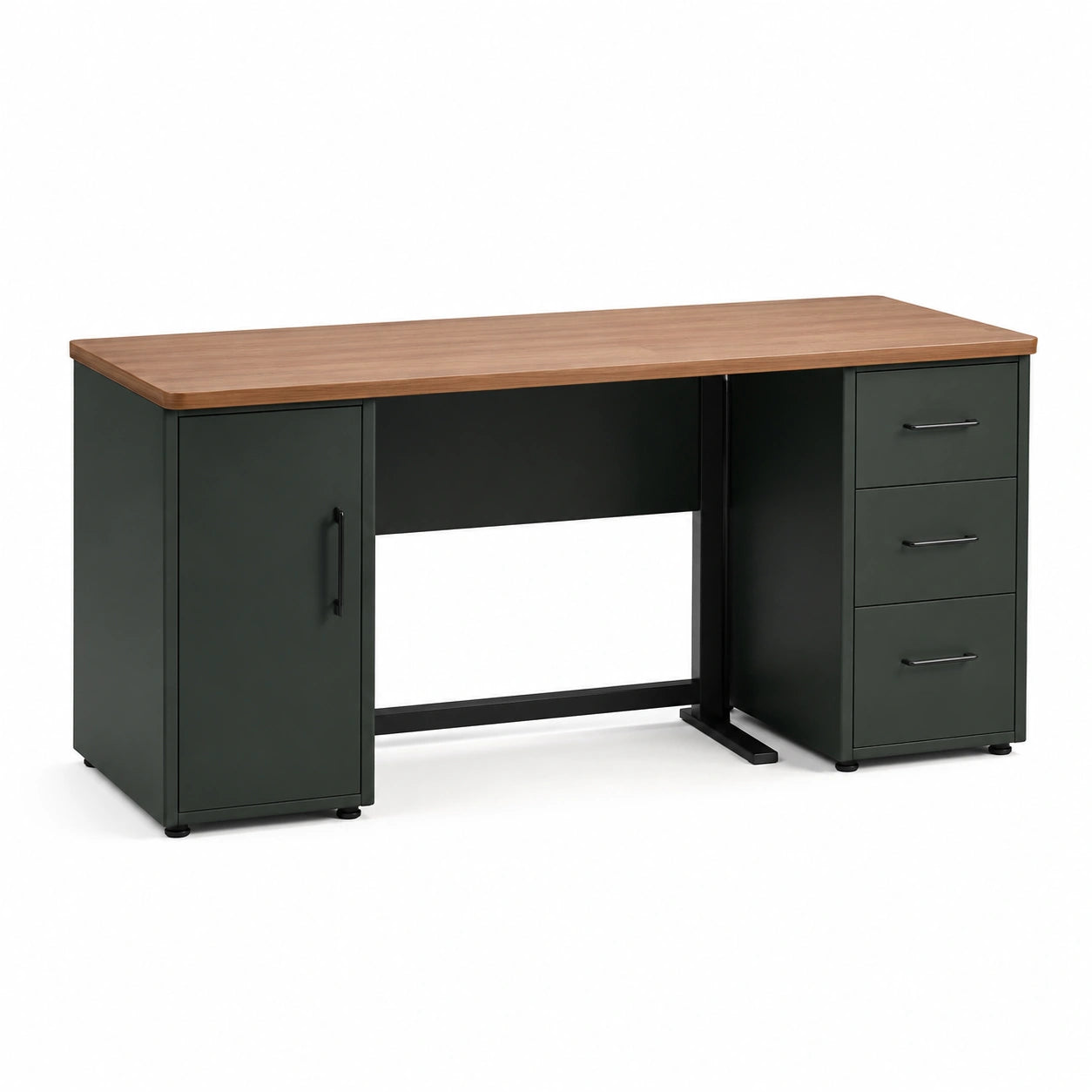 Escritorio de metal y madera MDF verde con almacenamiento 150x60x75 cm