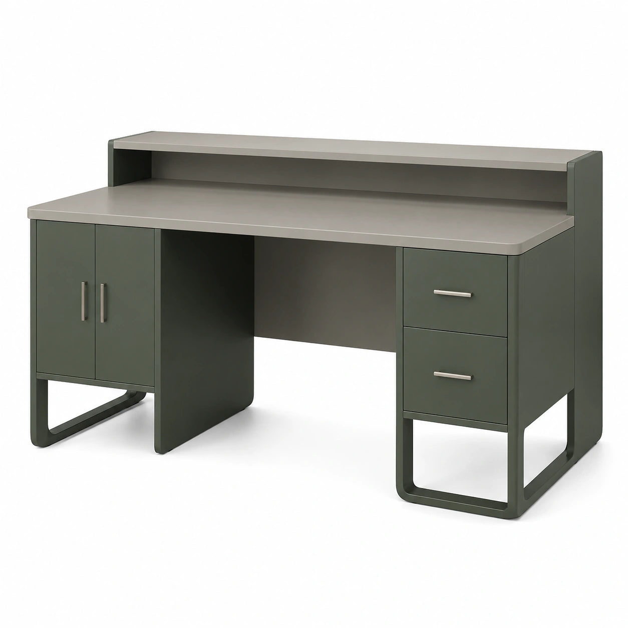 Escritorio de MDF con Almacenamiento Verde y Gris 150x60x80 cm