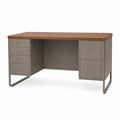 Escritorio de Metal con Tablero de Madera Marrón/Gris