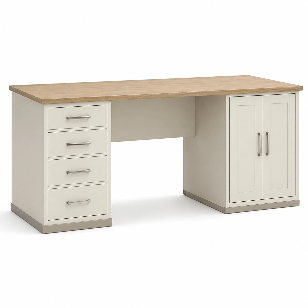 Escritorio de Madera Beige con Encimera de Roble