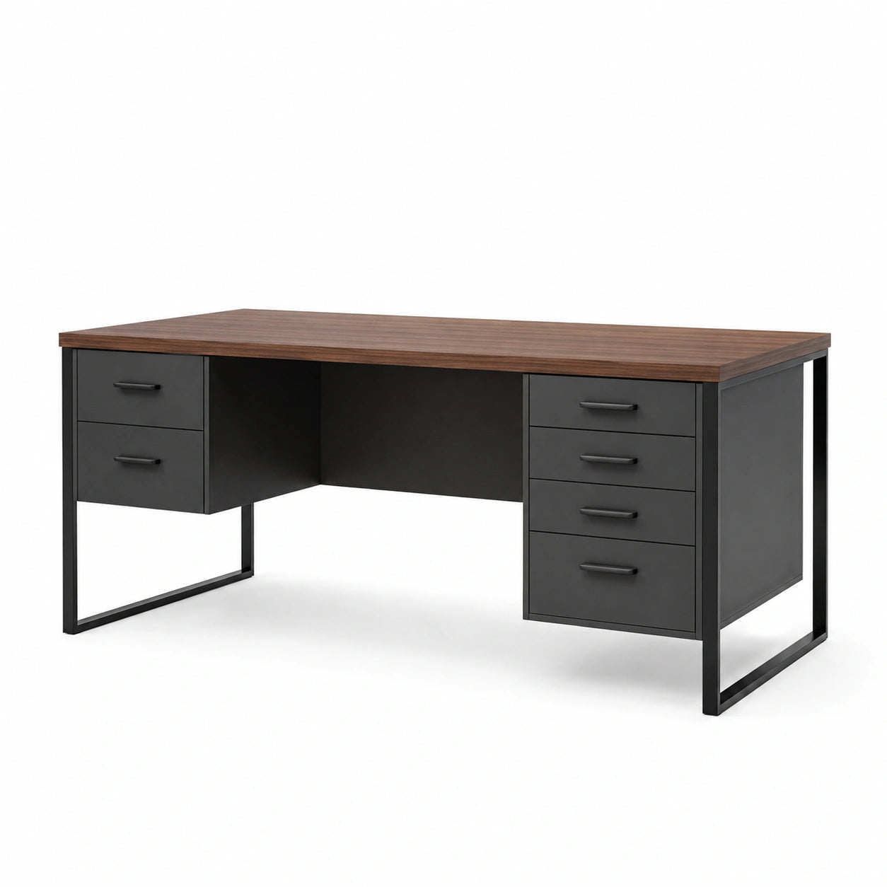 Escritorio de Madera Laminada y Metal con Cajones 152x76x76 cm