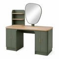 Tocador Verde con Espejo Irregular en Madera y MDF