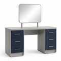 Tocador de MDF con Espejo y 6 Cajones Azul y Gris