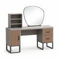 Tocador de MDF y Metal con Espejo y Estantería Marrón/Gris