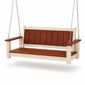 Columpio colgante de madera plástica marrón y beige 120 cm
