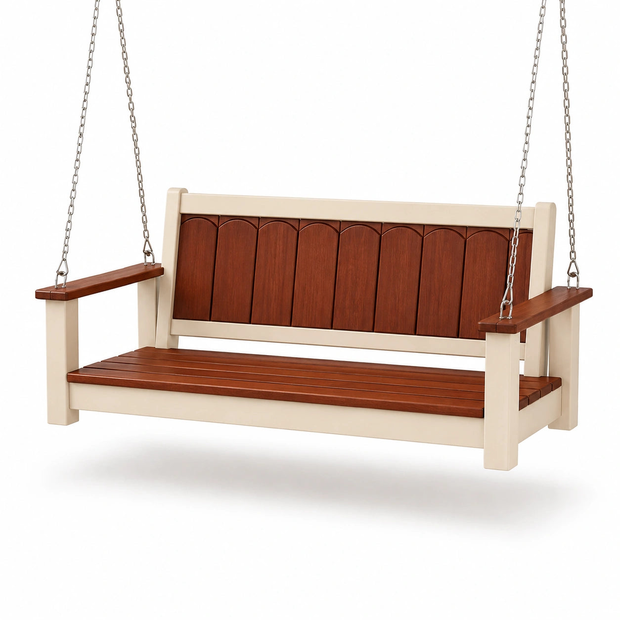 Columpio colgante de madera plástica marrón y beige 120 cm