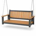 Banco columpio de madera y metal negro