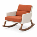 Sillón mecedora de poliéster naranja y estructura de nogal 67x90x80 cm
