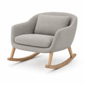 Sillón mecedora de tela gris con base de madera de roble
