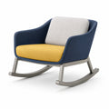 Sillón mecedora de tela con base de acero inoxidable