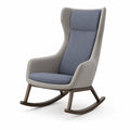 Silla mecedora con respaldo alto de madera y tela