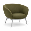 Sillón de tela poliéster verde con patas metálicas