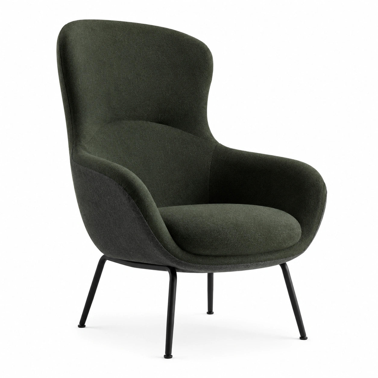 Silla de Tela Verde Oscuro con Patas de Metal