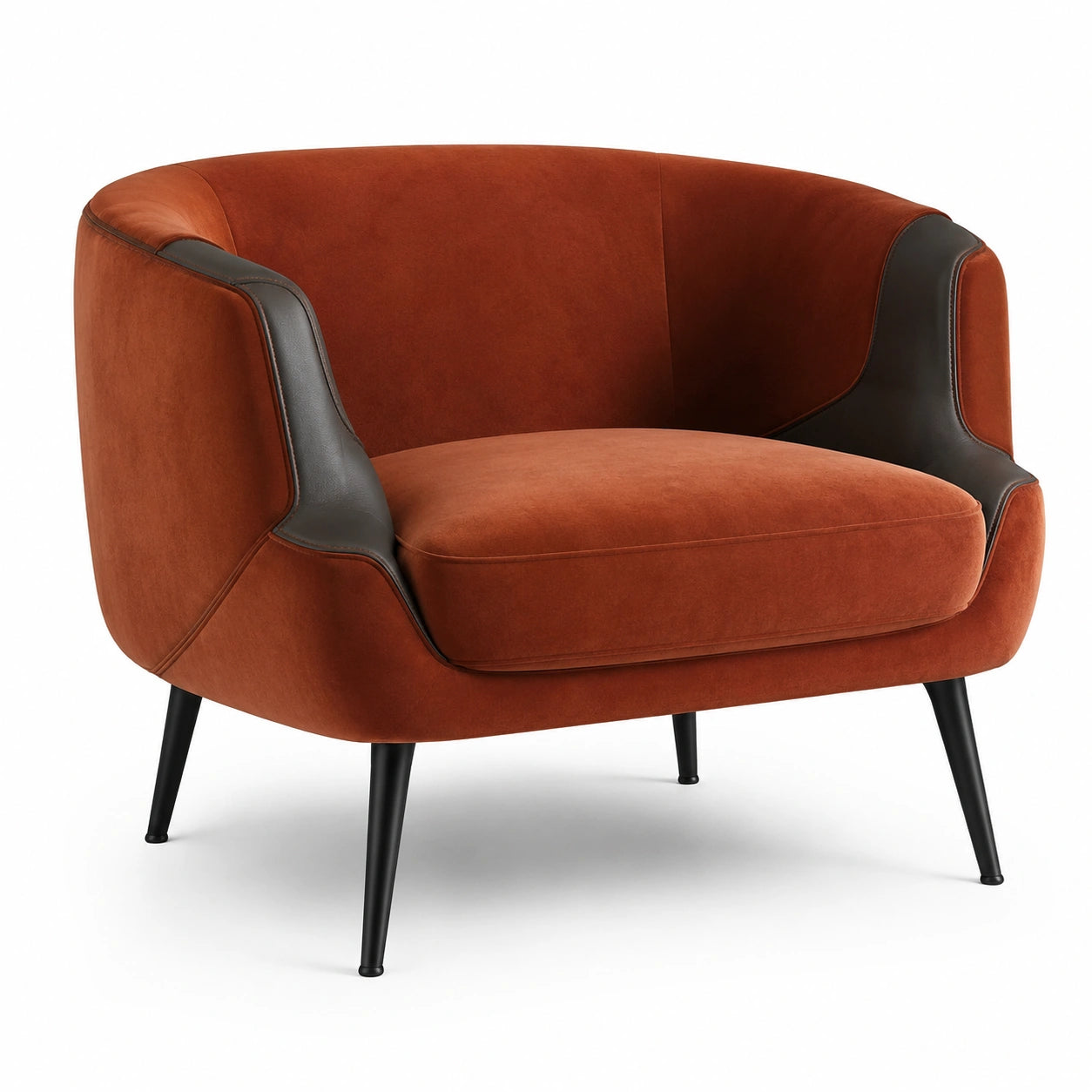 Sillón de Tela y Cuero Sintético con Patas de Metal