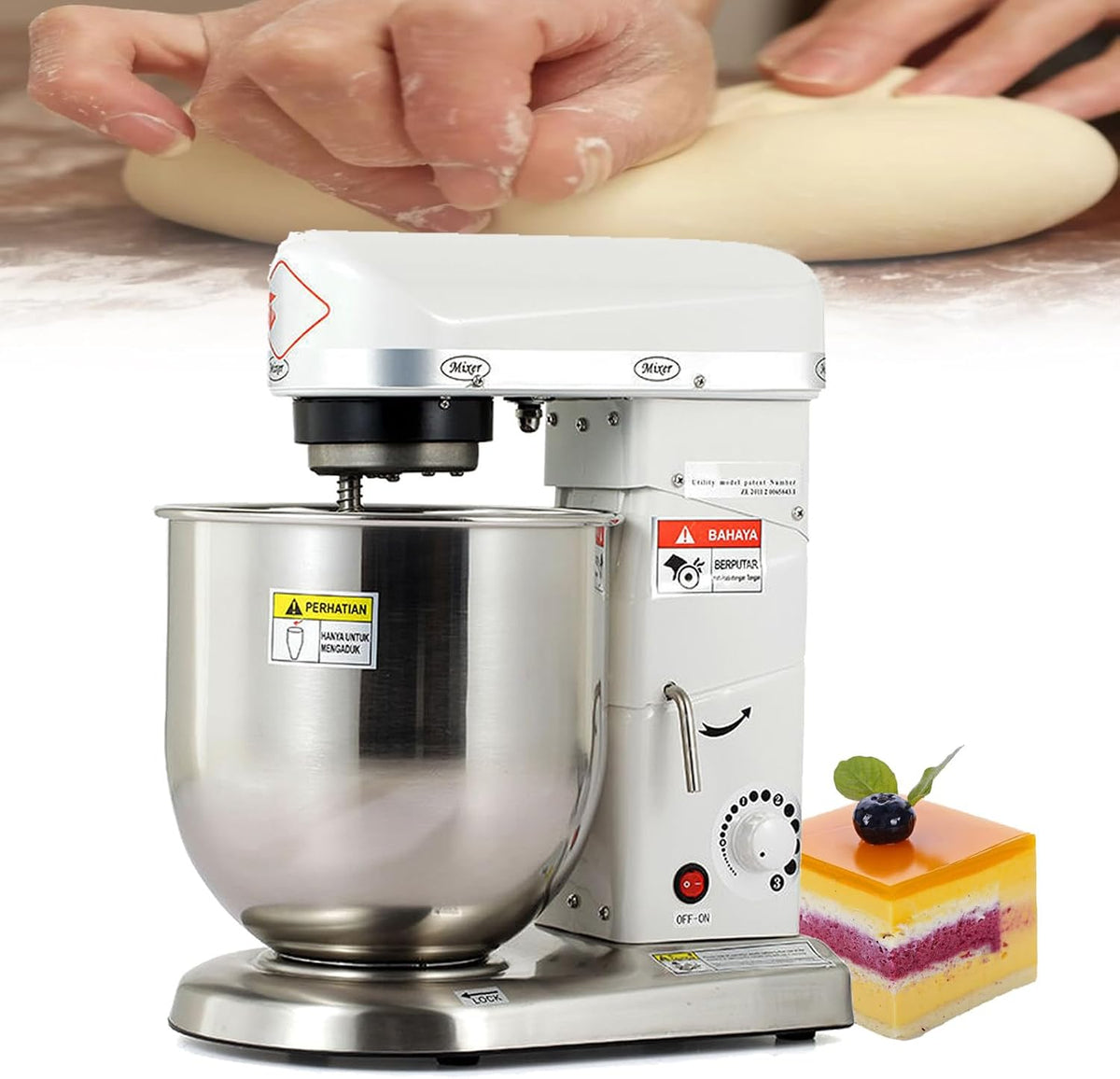 GSHSHOU Universalküchenmaschinen, 5 l/7 l/10 l, 500 W, 500 W, 5 L, Edelstahl, Schwarz