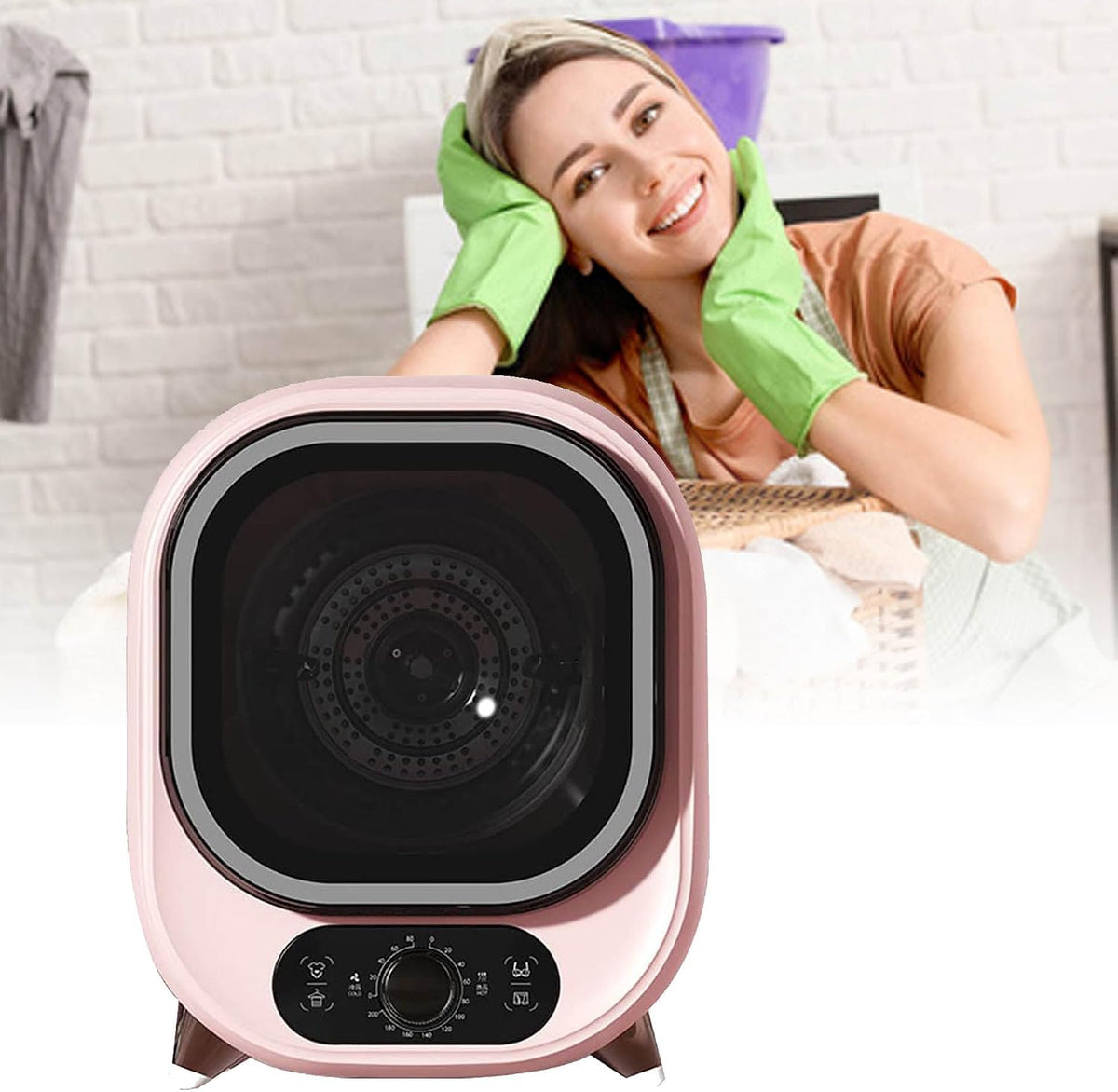 XDLYWUZIQ Wärmepumpentrockner, 0,8 Kg, 450 W, Rosa, Kleiner Wäschetrockner, Tragbarer Kondensator-Wäschetrockner