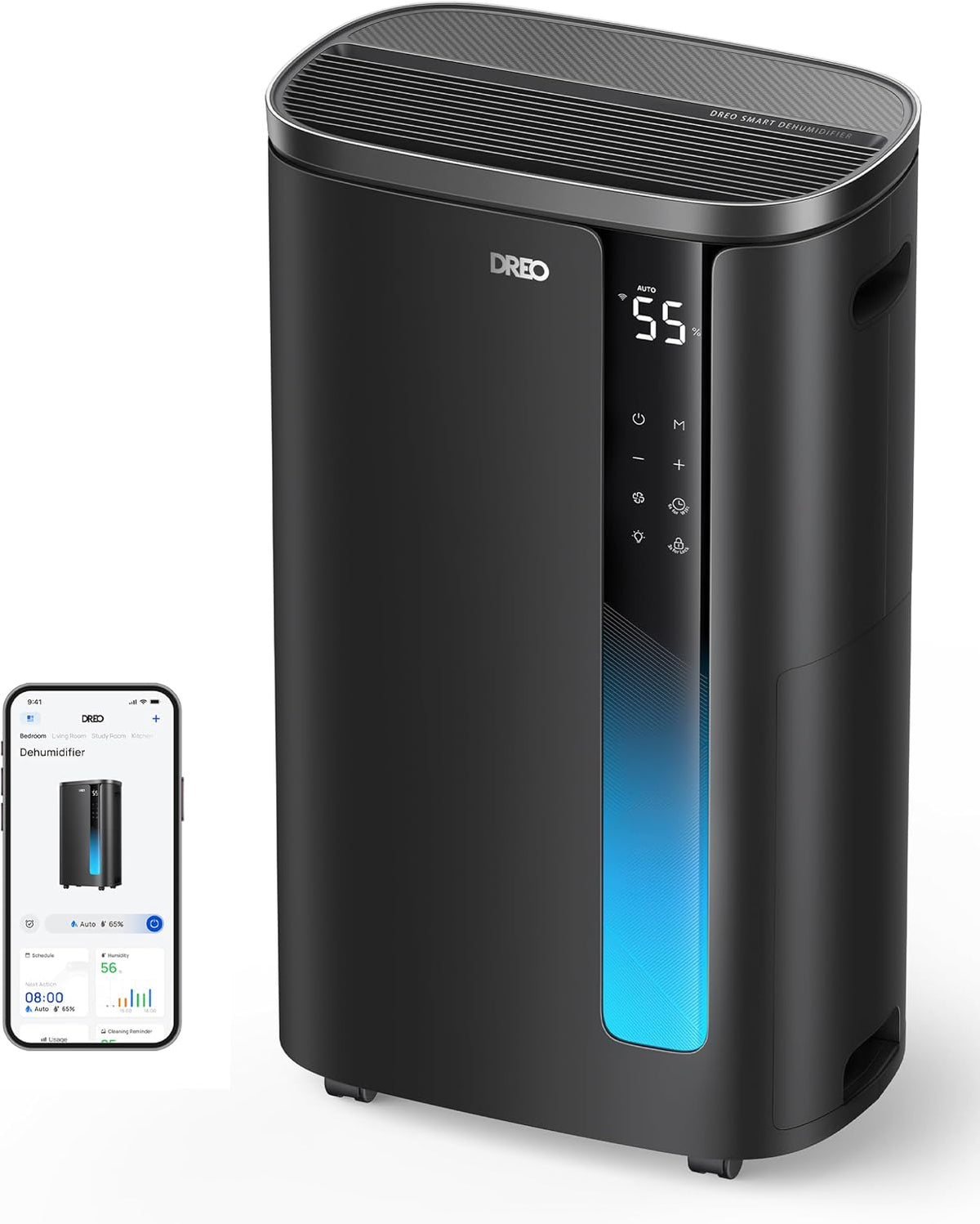 DREO Luftentfeuchter, 6.5 L, 41 dB, 30 L, Weiss, Smart mit App & WLAN, /24H, Tank, leise, 3 Modi, Timer, für Schlafzimmer