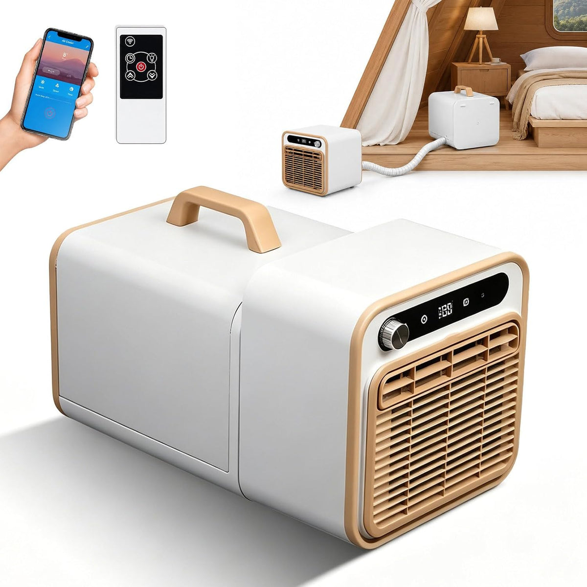 agreilduite Mobiles Klimagerät, <40 Db(A), 1500 W, 40 dB, 2m, Weiss, Tragbare Split-Klimaanlage, Leise < Zelt Klimaanlage Für Camping Mit 12H Timer