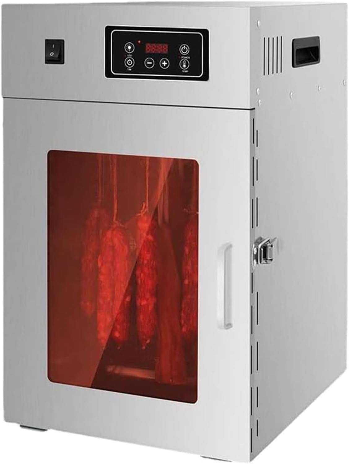 DDZJTPP Wäschetrockner, 800 W, Silber, Kommerzielle Lebensmittel Dehydrator Maschine, Edelstahl Dehydrator Fleisch Trockner + 24H Timer