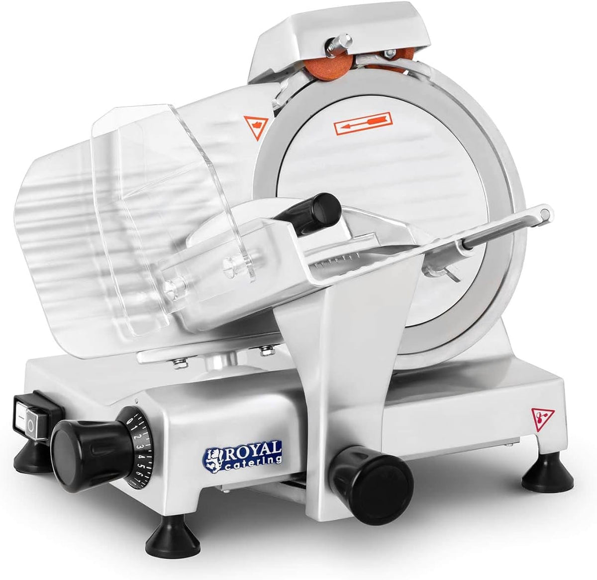 Royal Catering Schlitten, 40 x 42 x 34 cm, 220 mm, 120 W, 12 mm, Silber, RCAM 220PRO Allesschneider Aufschnittmaschine