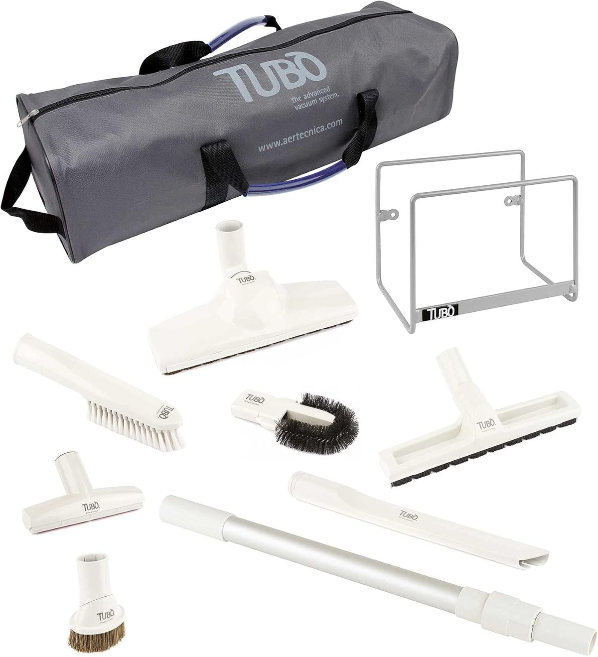 AERTECNICA Staubsauger, Schwarz, Tubò Star AP244T Universal-Bürsten-Set Ø32 für, 7 Bürsten, Schlauchhaken und Tasche