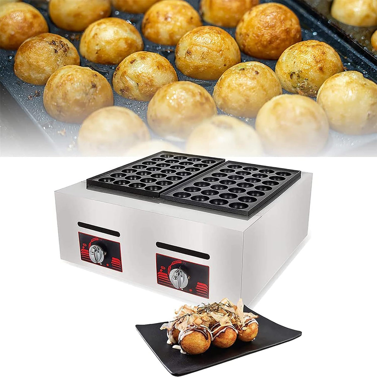Takoyaki Takoyaki Maker, 56 L, Schwarz, Maker, Antihaft-Oktopus-Kugelmaschine mit 56 Löchern, energiesparend und schnelles Aufheizen für Zuhause oder