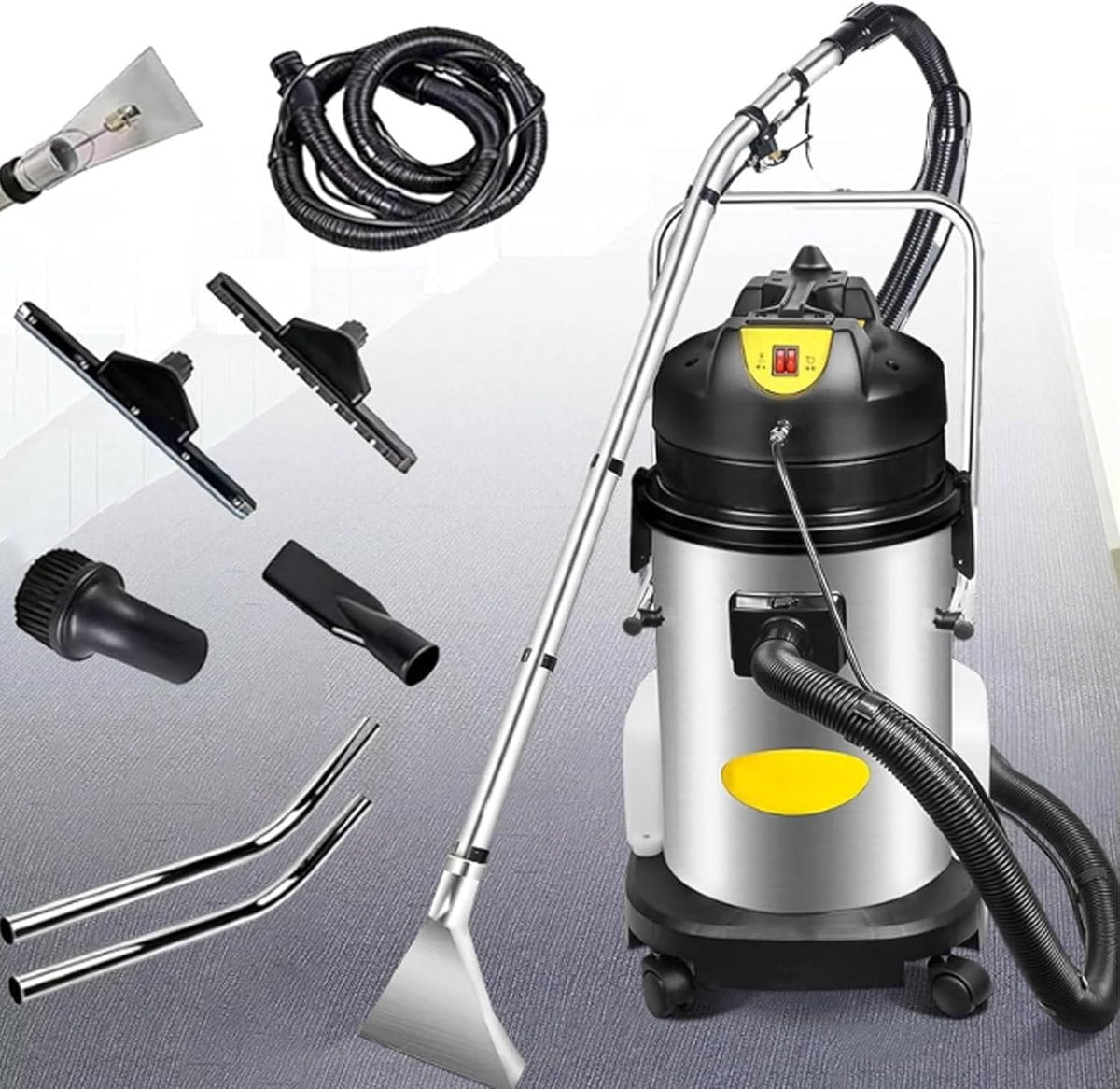 Sofa Oiyekntd, 20 L, Edelstahl, Kunststoff, EVA, Baumwolle, Grau, Gewerblicher Teppichreiniger, tragbarer 4-Rad-Extraktionssauger