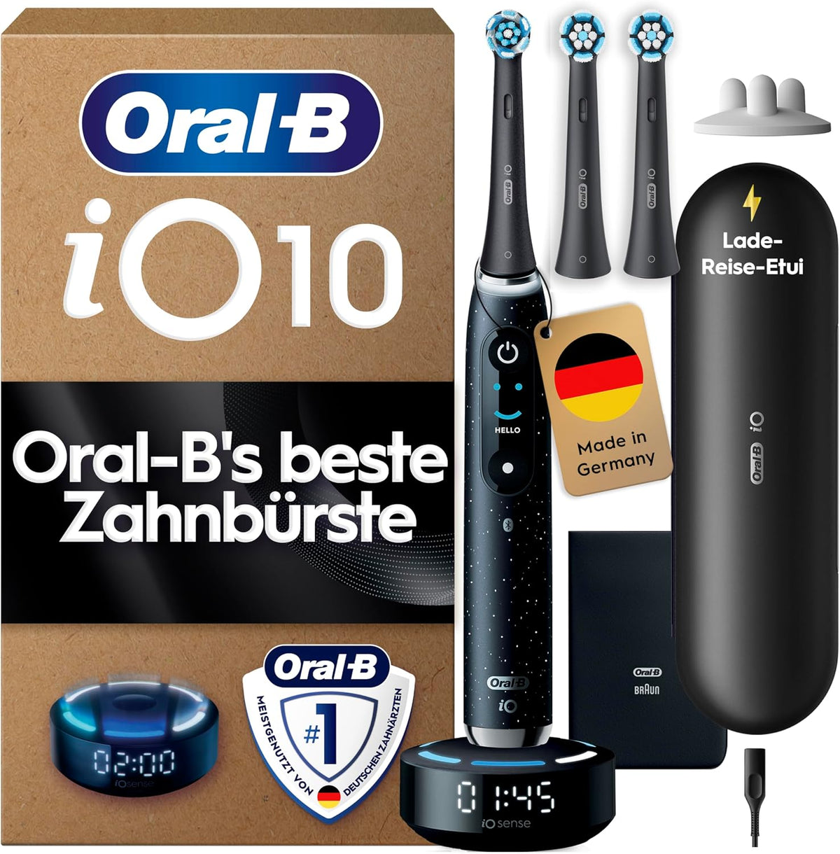 Oral-B Rotierend, Schwarz, 7 PUTZ-MODI: Smart Adapt, Tägliche Reinigung, Sensitiv, Aufhellen, Zahnfleischschutz