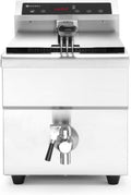 HENDI Heissluftfritteuse, 3500 W, 406 mm, 230 V, 8 L, Silber, Induktionsfriteuse, mit Frittierkorb und Deckel, Präzise Temperatur Kontrolle