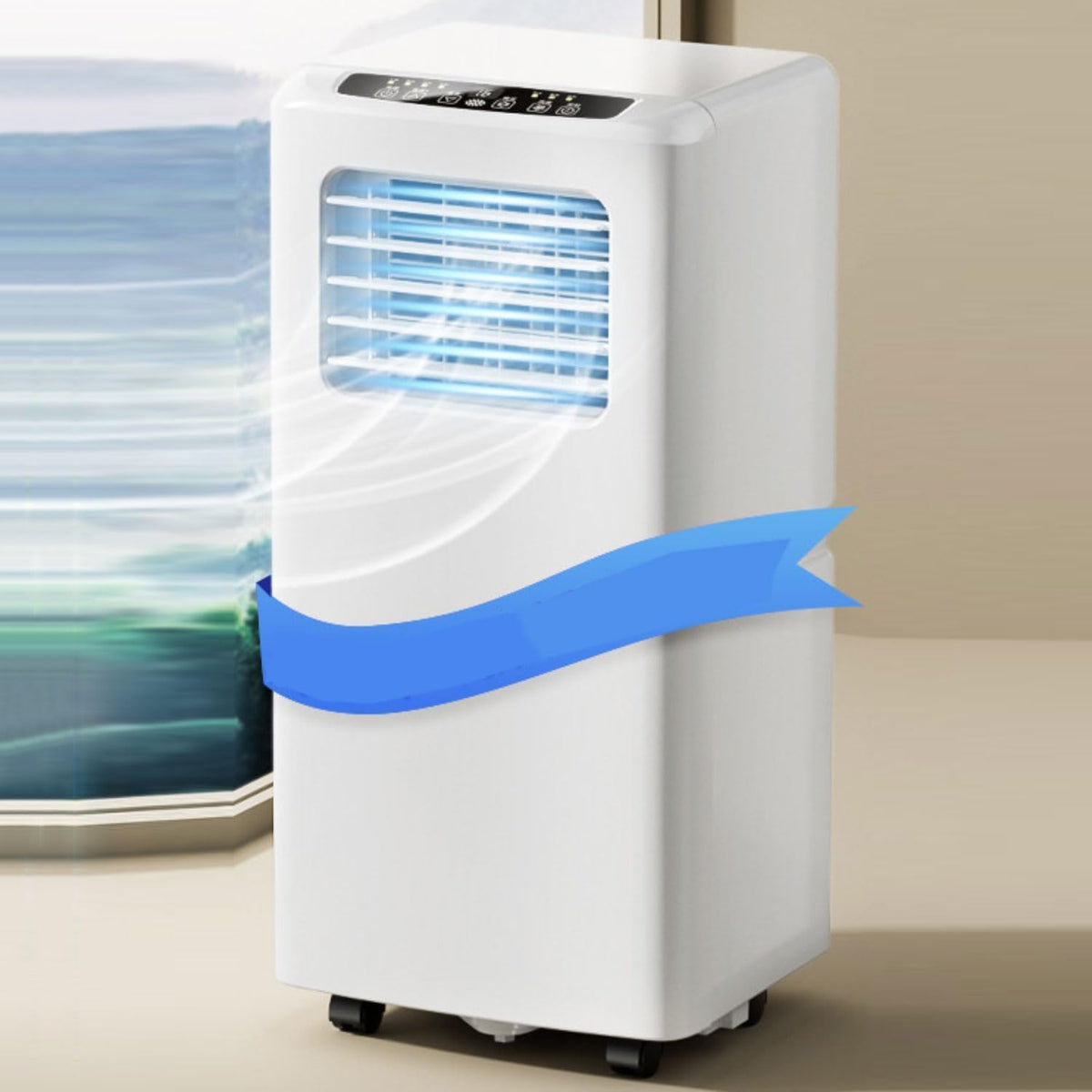 Mobiles Klimagerät, Weiss, Tragbare AC-Einheit, 12000 BTU Kühlung, Luftentfeuchter & Ventilator mit leisem Betrieb